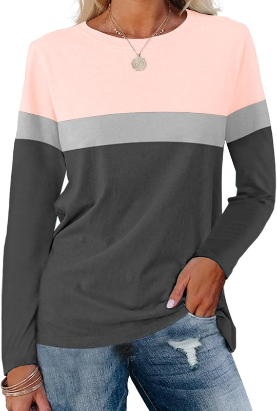 Adelle – Color Block Long-Sleeve Top for Women