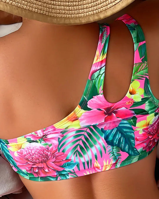 Tropalune – One-Shoulder Tropical Bikini Set for Women