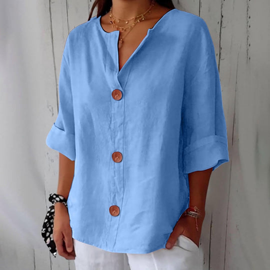 Hayley – Casual Linen Button-Up Blouse for Women