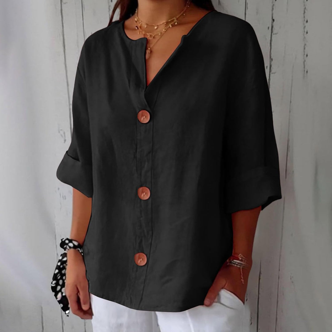 Hayley – Casual Linen Button-Up Blouse for Women