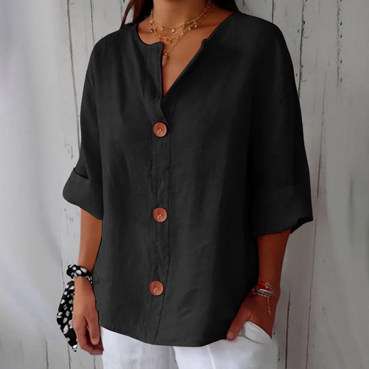 Hayley – Casual Linen Button-Up Blouse for Women