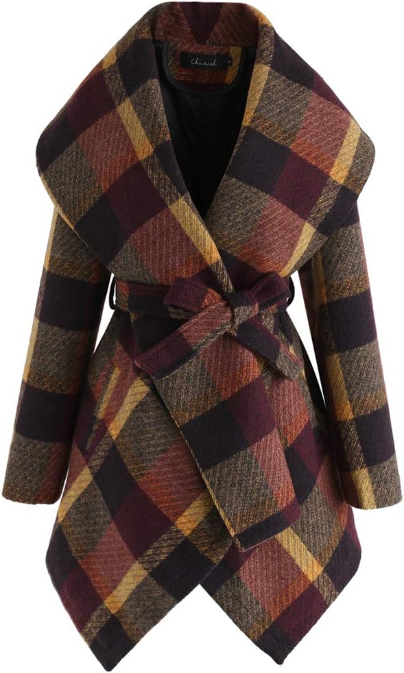 Lexie – Belted Plaid Wrap Coat for Women