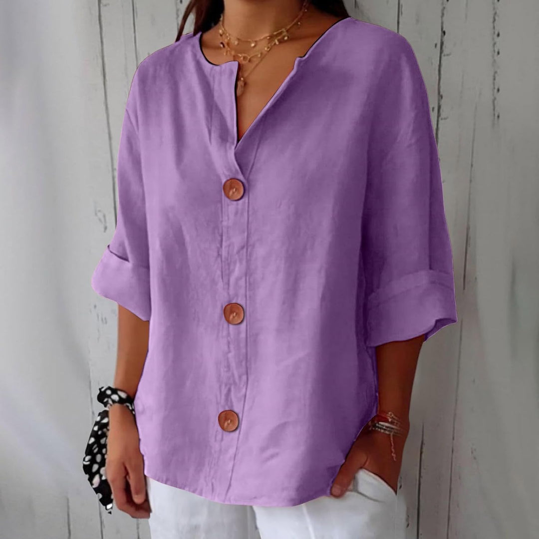 Hayley – Casual Linen Button-Up Blouse for Women