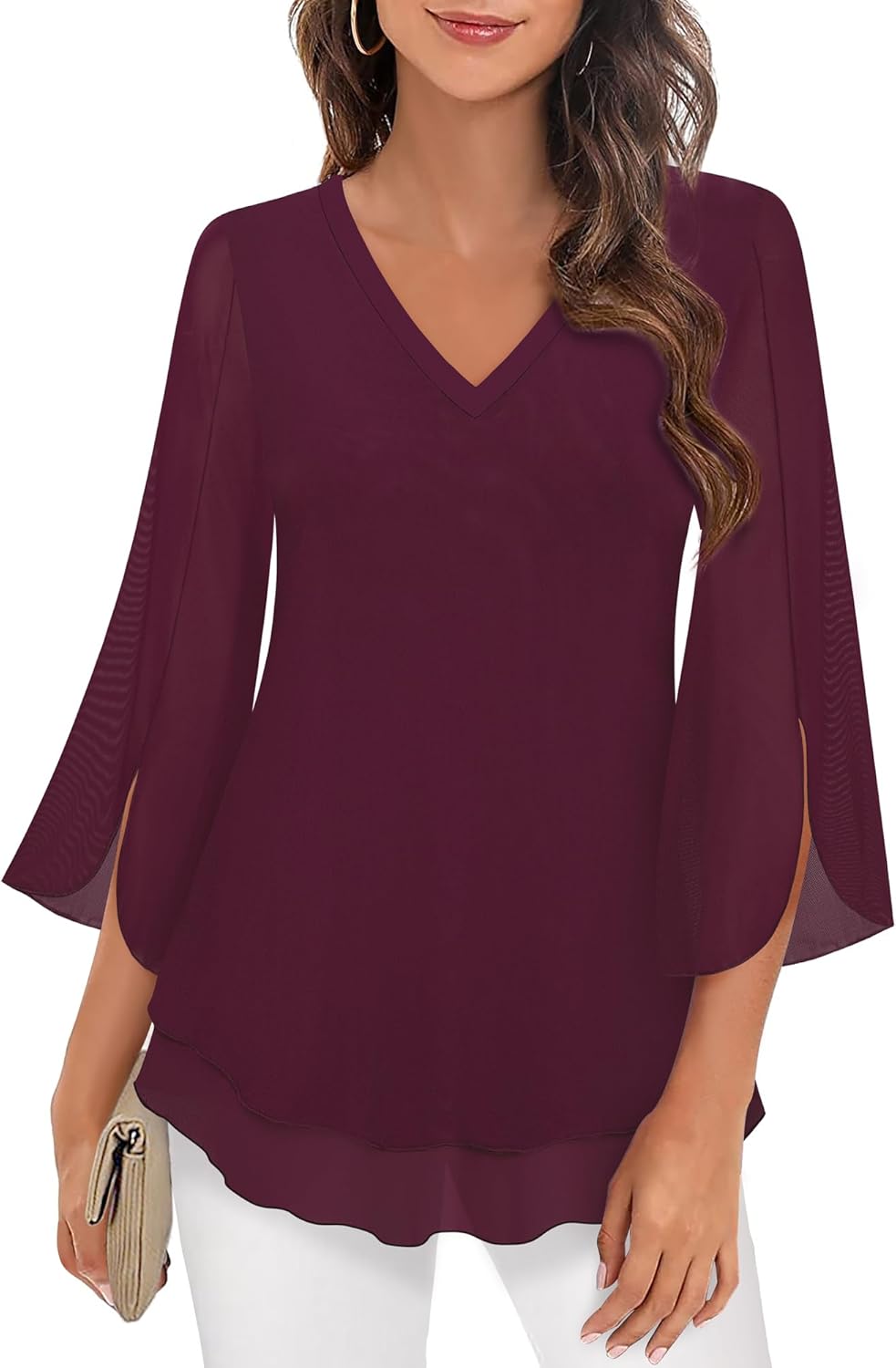 Justitia – Flowy 3/4 Sleeve Chiffon Blouse for Women