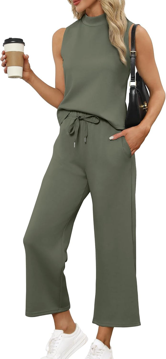 Bresha – Sleeveless Two-Piece Lounge Set for Women