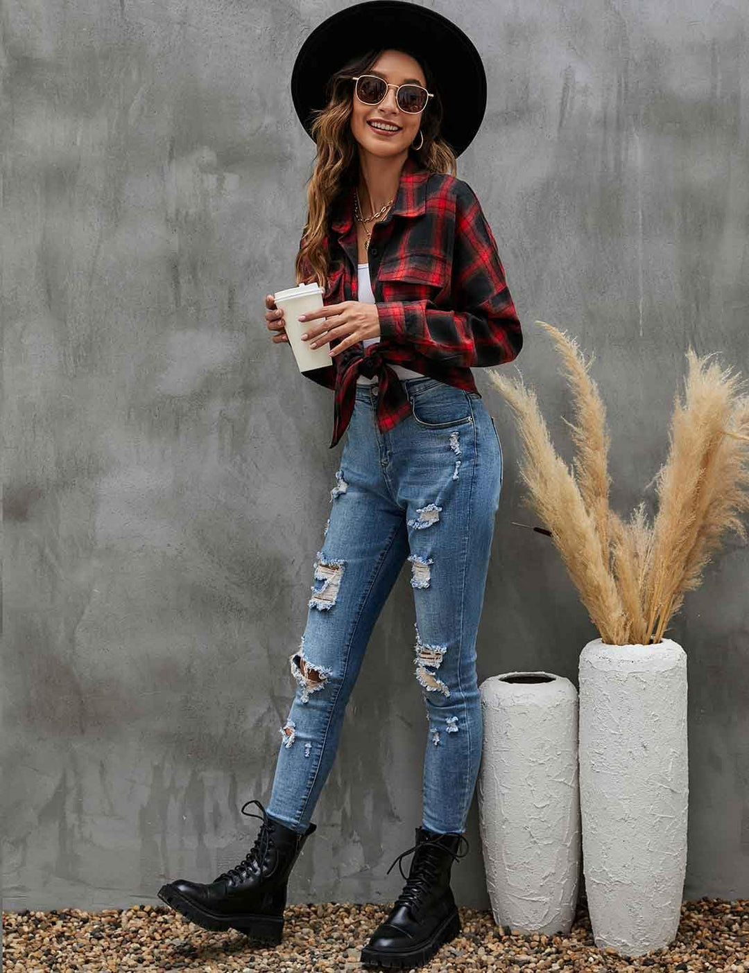 Taryn – Casual Plaid Button-Up Shirt for Women