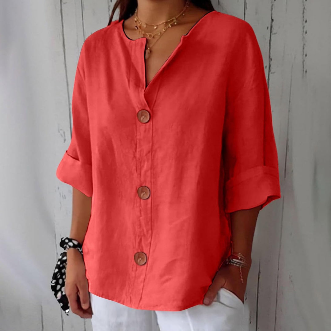 Hayley – Casual Linen Button-Up Blouse for Women