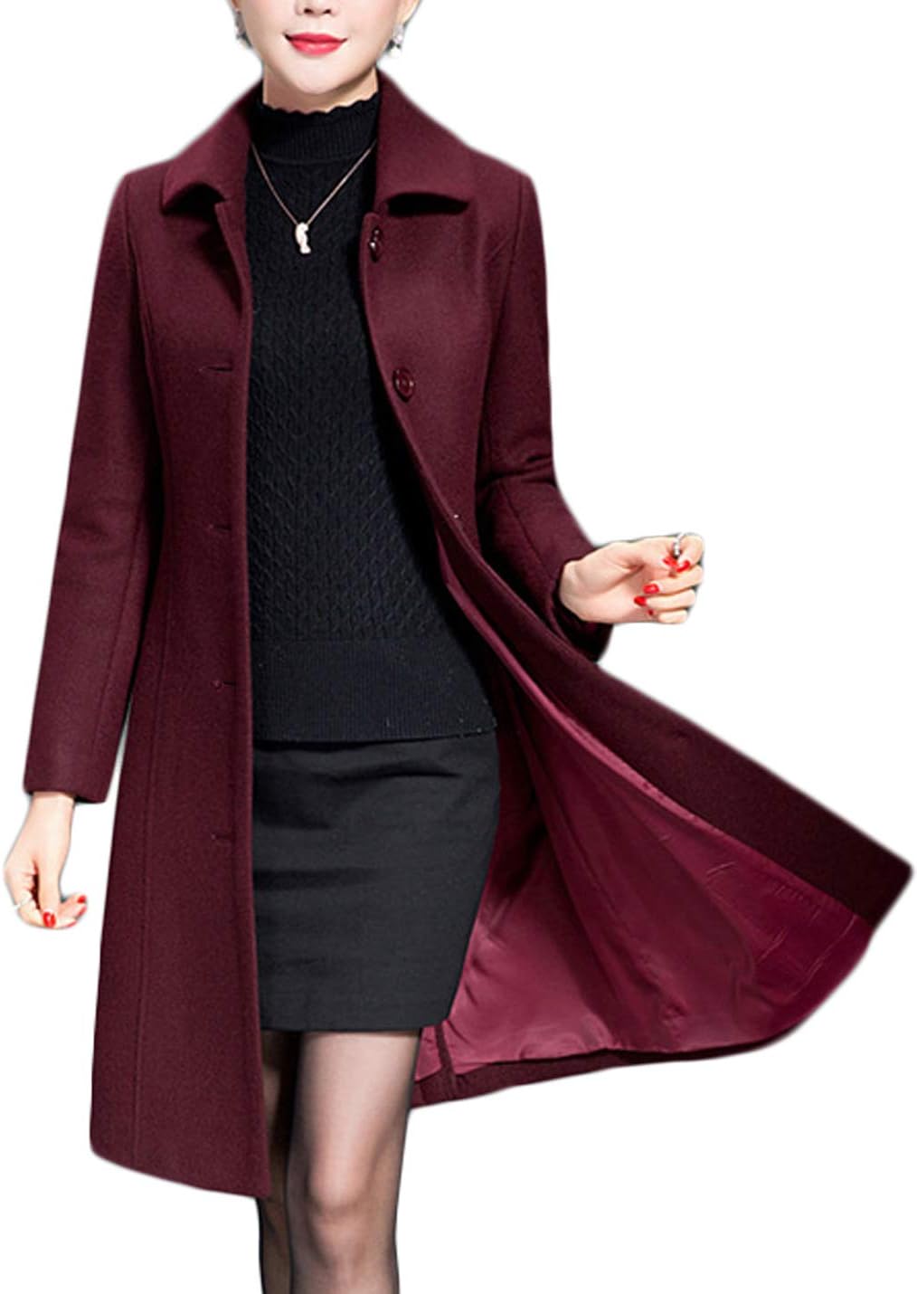Miranda – Classic Long Wool-Blend Coat for Women