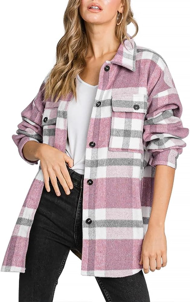 Izzie – Oversized Plaid Button-Up Shacket for Women