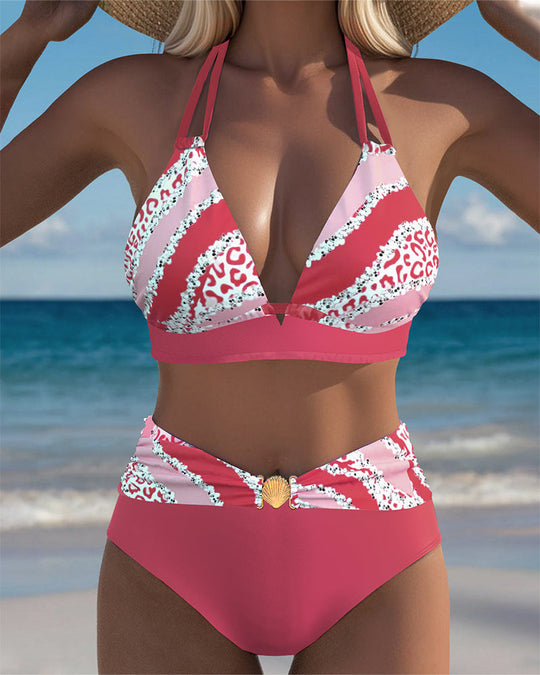 Marzena – Halter Print Bikini Set with High-Waist Bottom