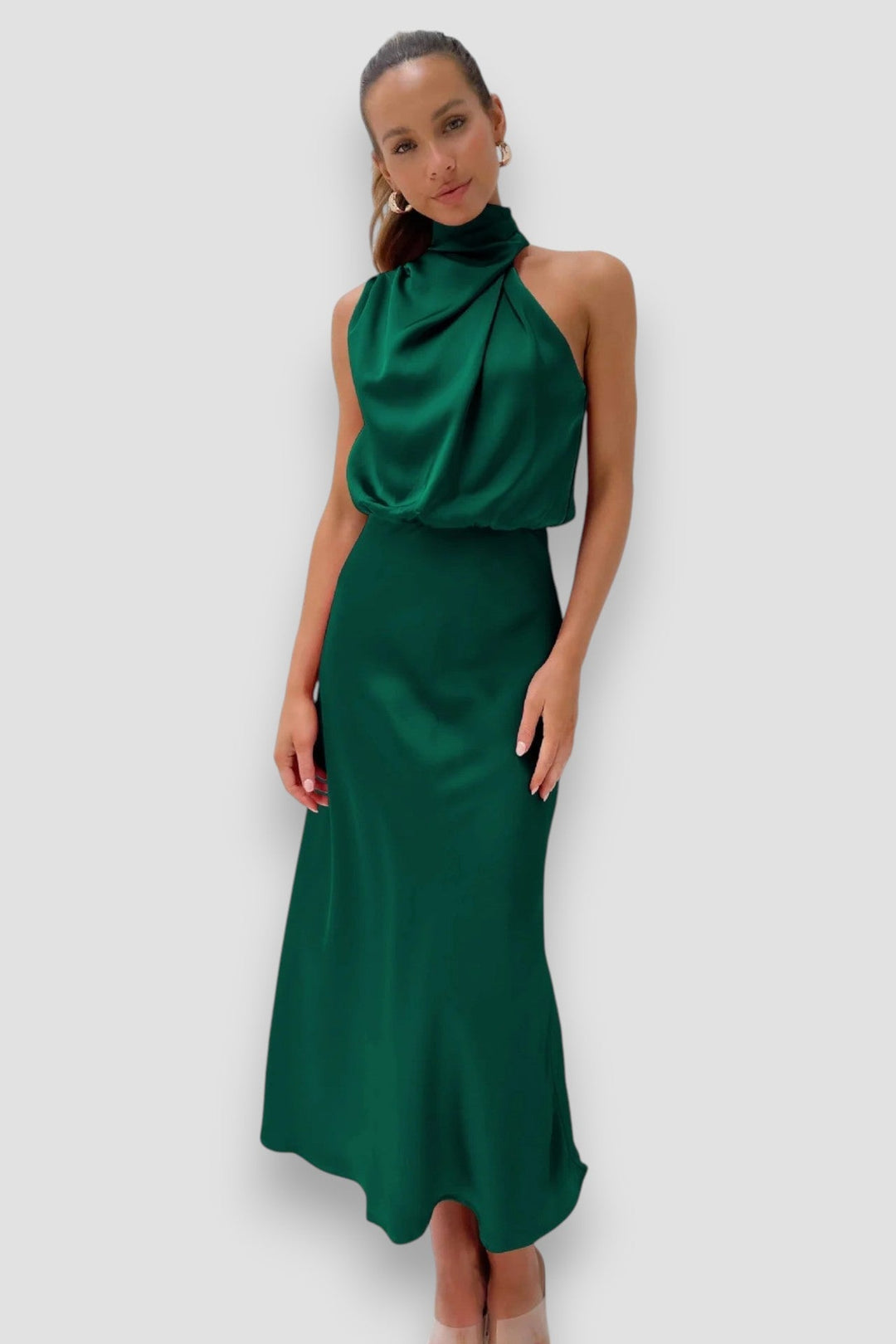 Peri – Satin Cowl Neck Midi Dress for Women