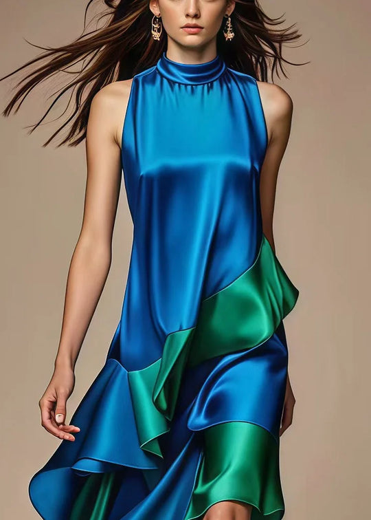 Meredith – Ocean Mirage Satin Gown