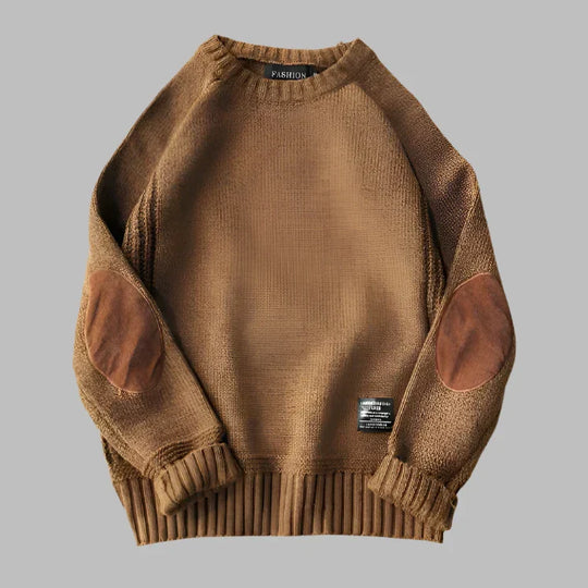 Gregory – Classic Elbow Patch Knit Sweater for Men