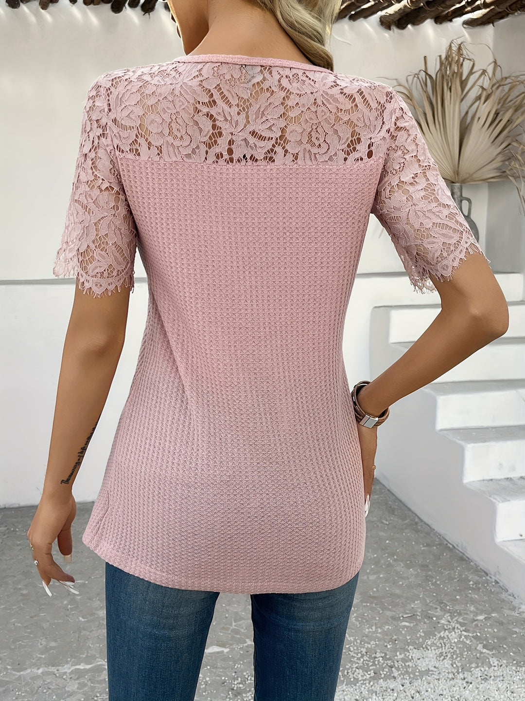 Elise – Lace Button Detail Summer Blouse for Women