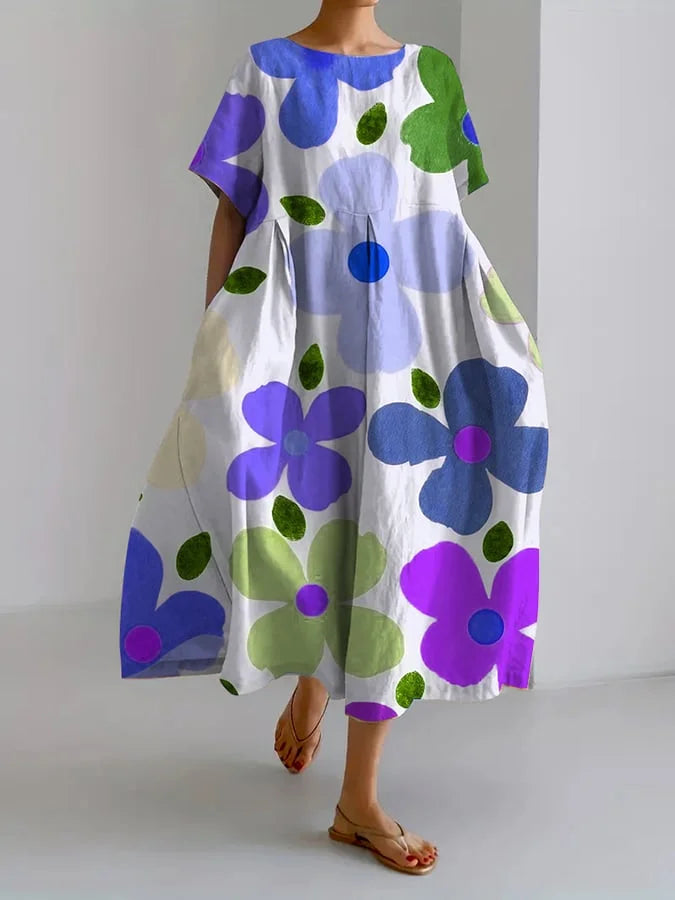 Mathilde – Maxi summer dress with total comfort and dandelion print for free moments