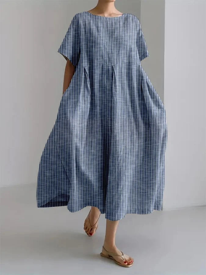 Signe – Long summer dress with a relaxed fit and retro stripes for everyday comfort