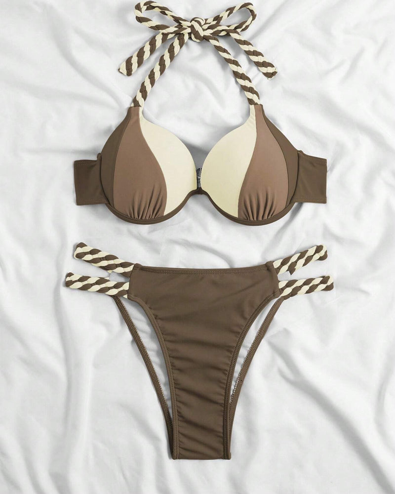 Gwenllian – Braided Strap Push-Up Bikini Set for Women