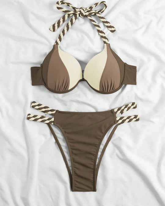 Gwenllian – Braided Strap Push-Up Bikini Set for Women