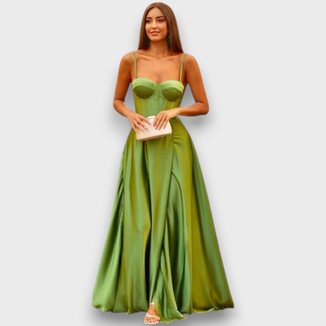 Victoria – Long Dress with Back Lacing and Slit