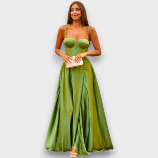 Victoria – Long Dress with Back Lacing and Slit