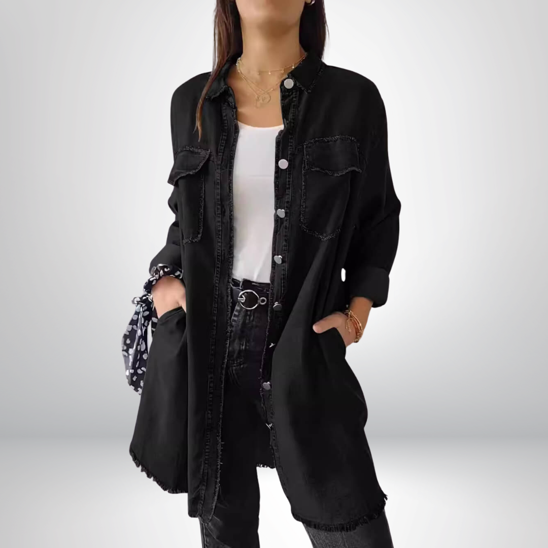 Calvessa – Longline Denim Shirt Jacket for Women