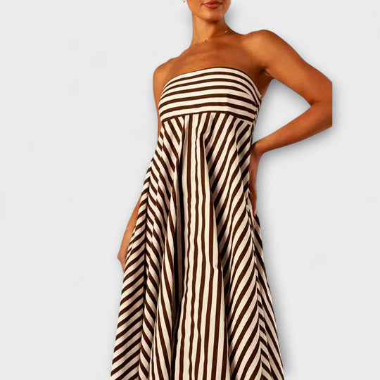 Marea – Strapless Striped Maxi Dress