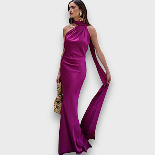 Corinne – Asymmetrical Evening Dress with Draping