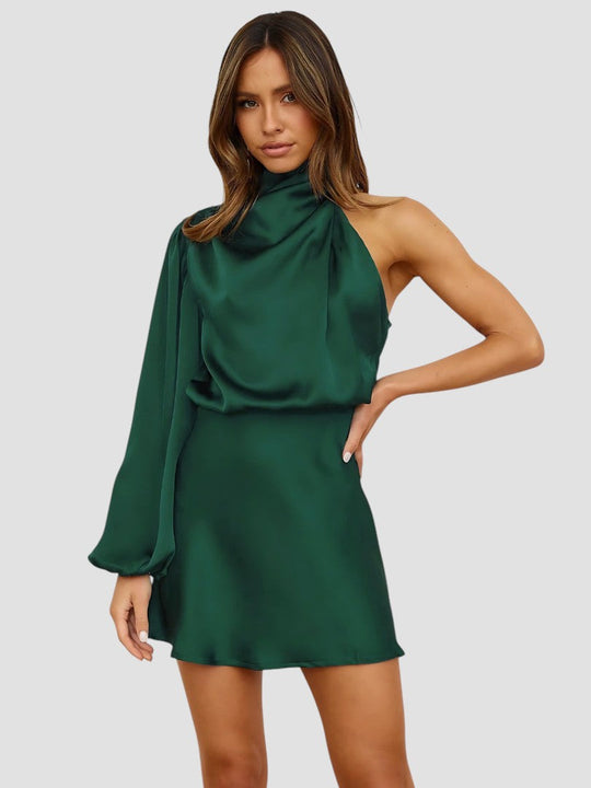Carlin – One-Shoulder Satin Mini Dress for Women