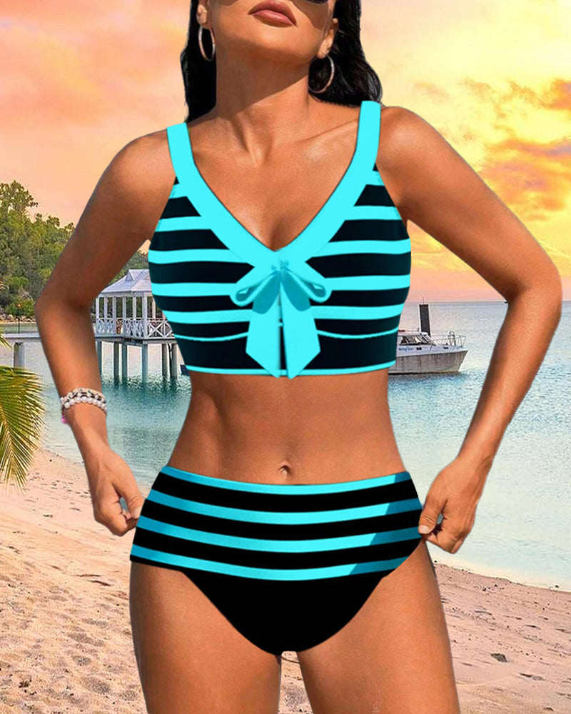 Zena – Striped Bow Bikini Set for Women