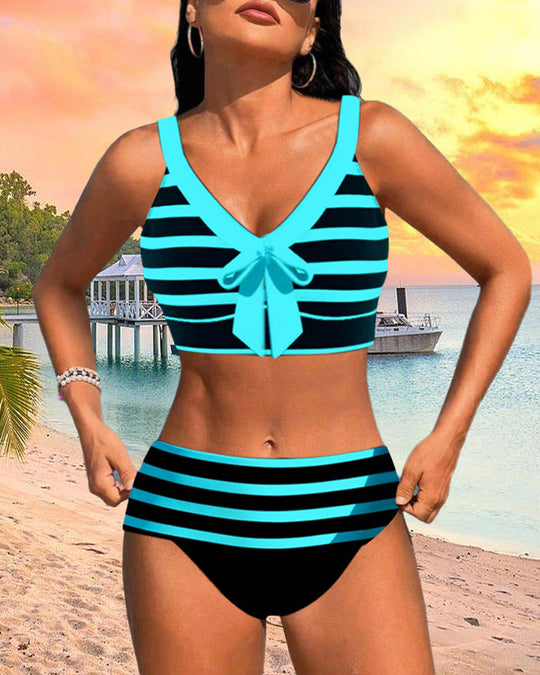 Zena – Striped Bow Bikini Set for Women