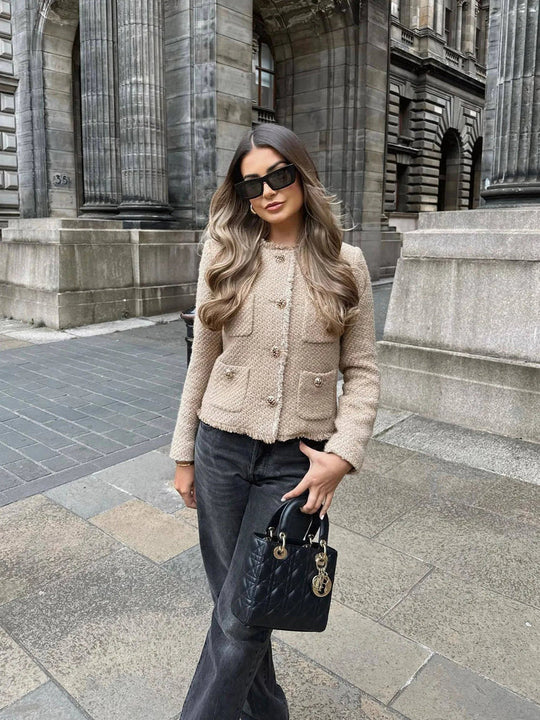 Shae – Chic Cropped Button-Up Jacket for Women