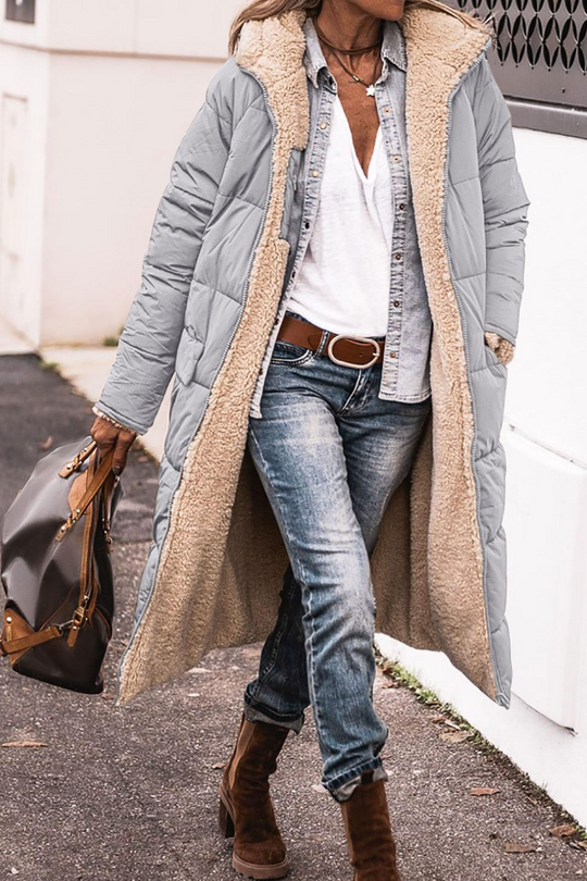 Madalyn – Longline Sherpa-Lined Puffer Coat for Women