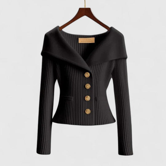Bailee – Chic Off-Shoulder Buttoned Knit Top for Women