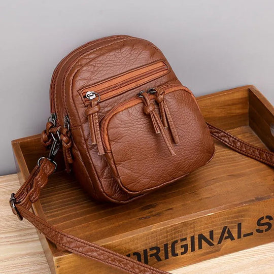 Amina – Sophisticated Leather Shoulder Bag with Magnetic Closure