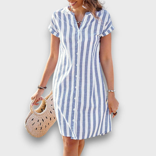 Martine – Striped Shirt Dress with Ease