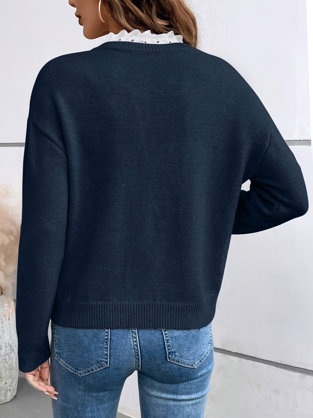 Alvara – Lace Trim Knit Sweater for Women