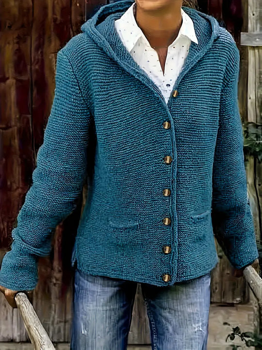 Petra – Hooded Knit Button Cardigan for Women