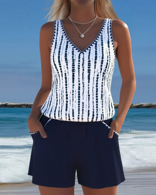 Bronwen – Nautical Stripe Tankini Set for Woman
