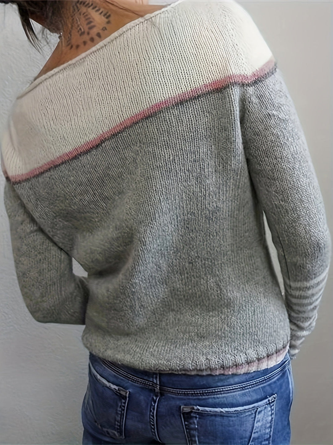 Celia – Off-Shoulder Striped Knit Sweater for Women