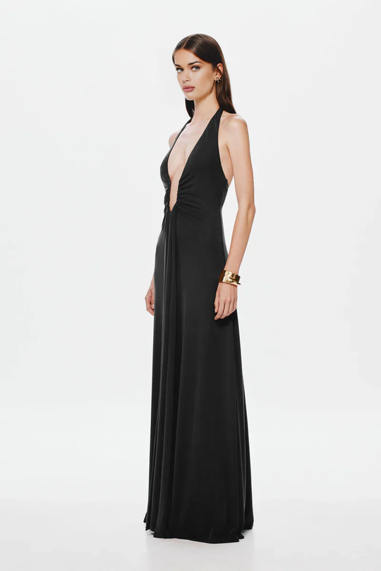 Valerie – Deep Plunge Halter Maxi Dress for Women