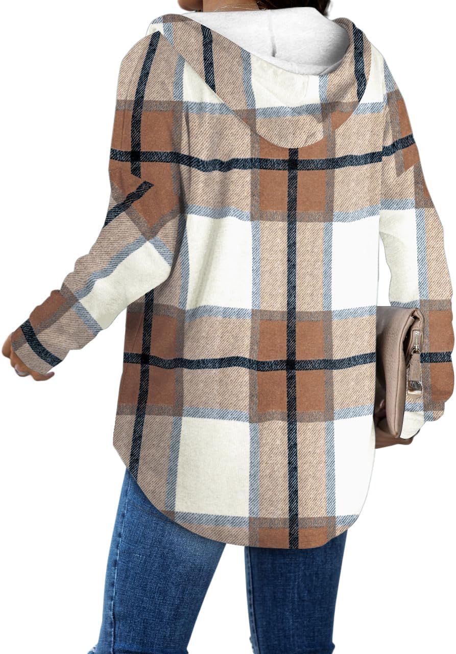 Addie – Plaid Hoodie Long-Sleeve Top for Women