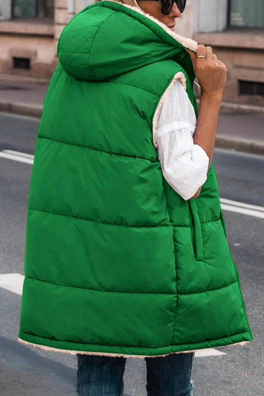 Kayleigh – Long Hooded Puffer Vest for Women