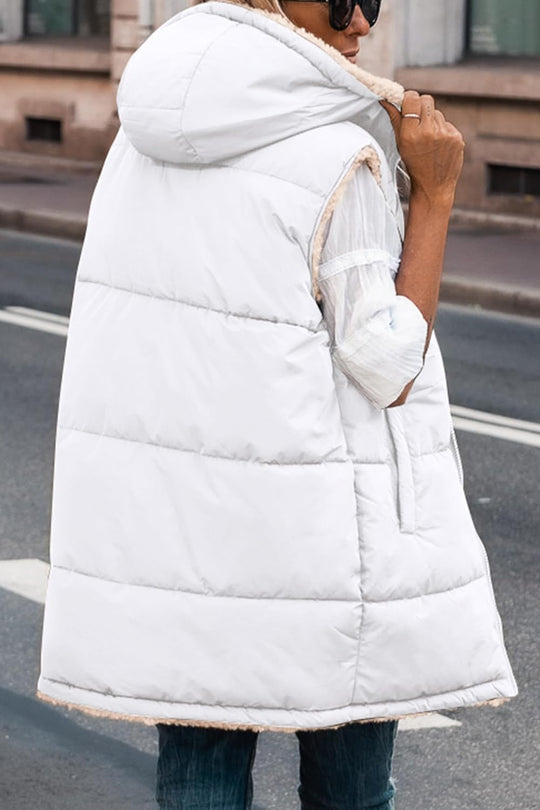 Kayleigh – Long Hooded Puffer Vest for Women