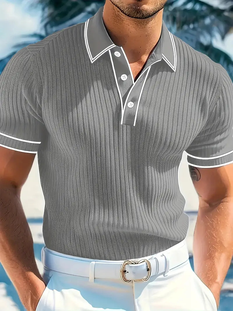 Luca – Textured Ribbed Polo for Men