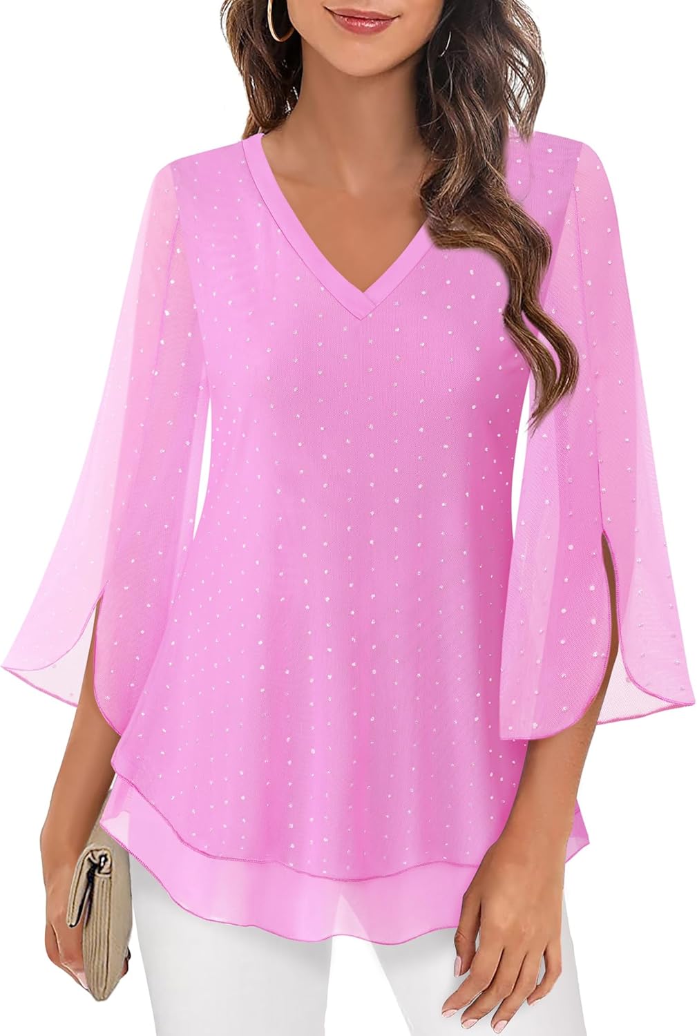 Justitia – Flowy 3/4 Sleeve Chiffon Blouse for Women