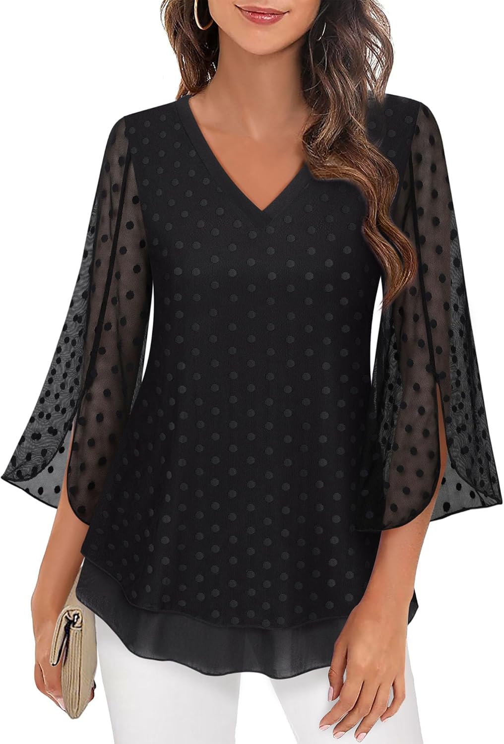 Justitia – Flowy 3/4 Sleeve Chiffon Blouse for Women