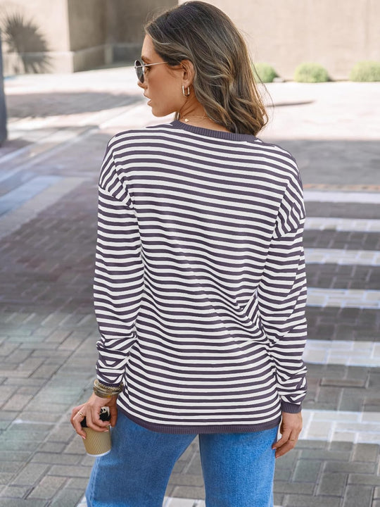 Cierra – Striped Long-Sleeve Casual Top for Women