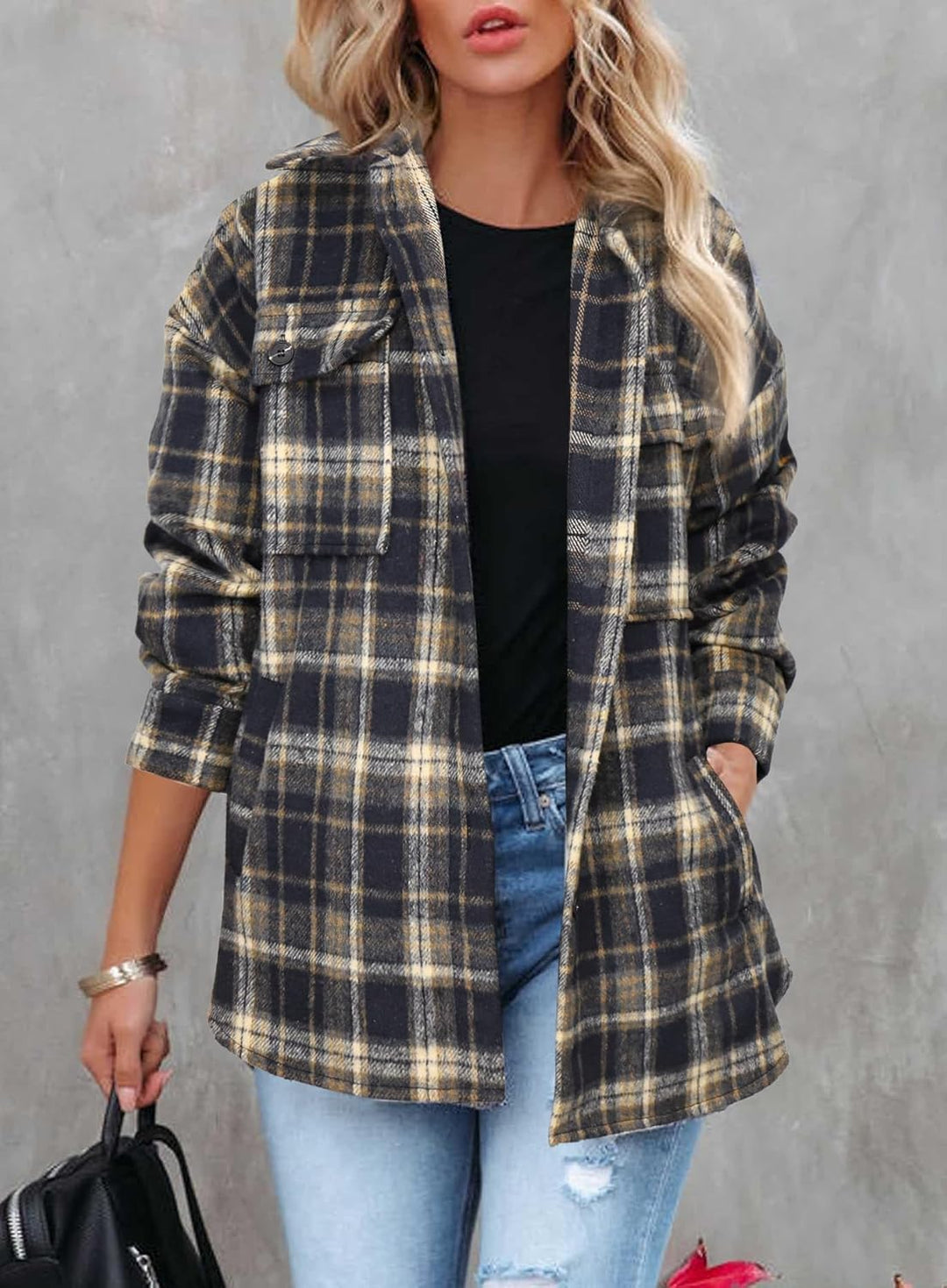 Izzie – Oversized Plaid Button-Up Shacket for Women