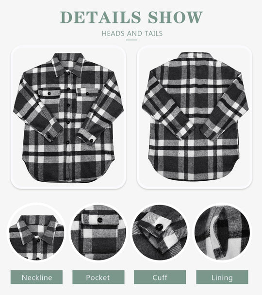 Izzie – Oversized Plaid Button-Up Shacket for Women