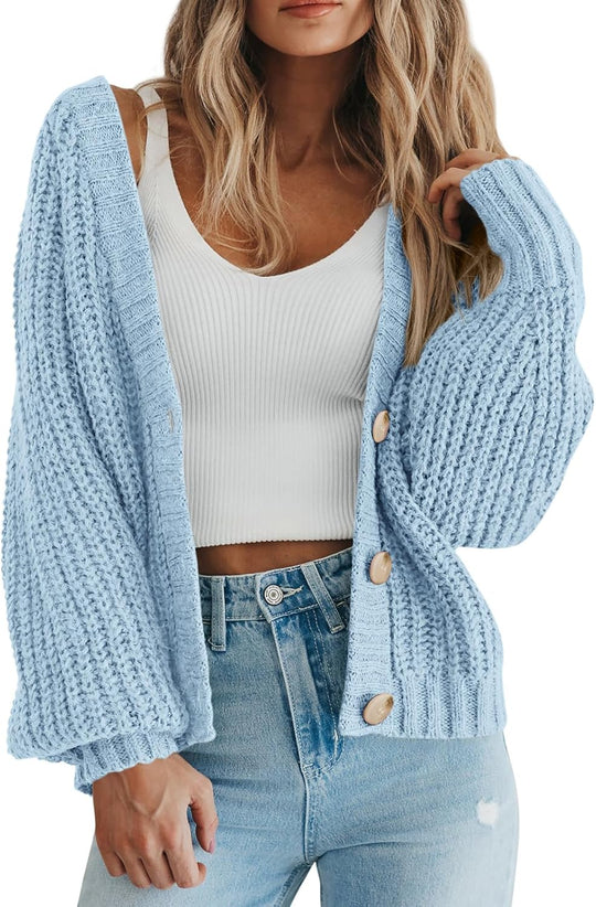 Chyler – Chunky Knit Button-Up Cardigan for Women